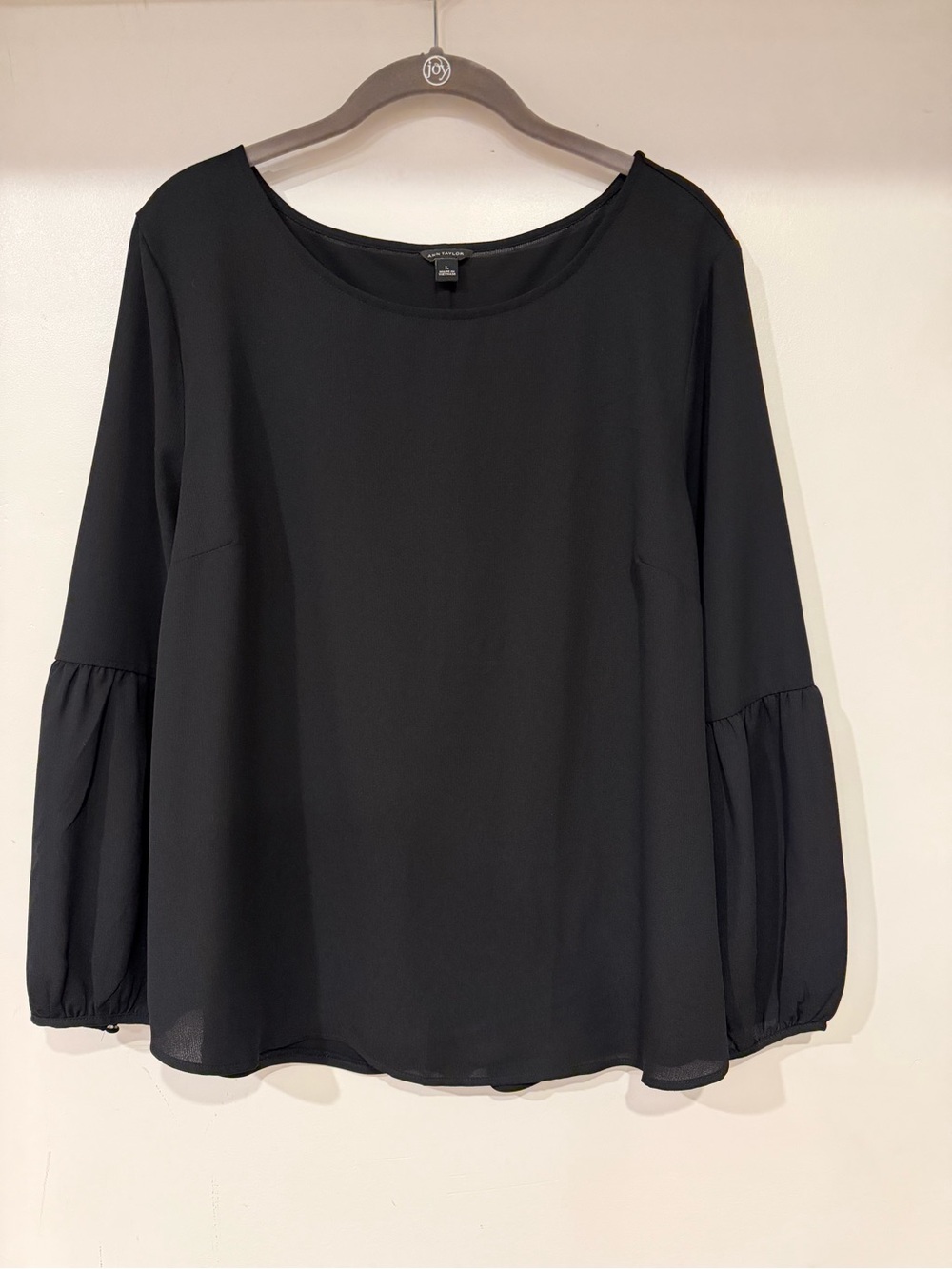 Ann Taylor Black Balloon Sleeve Blouse Women’s Large